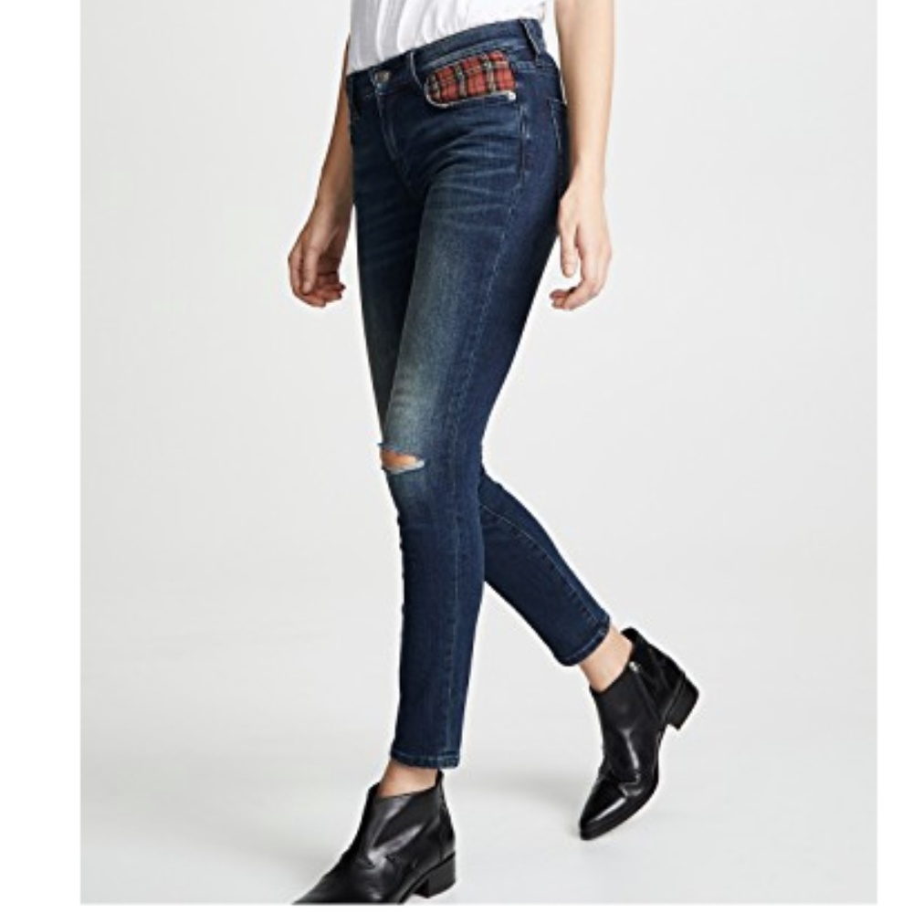 Current Elliott Stiletto Plaid Pocket Skinny Jeans - Picture 4 of 8